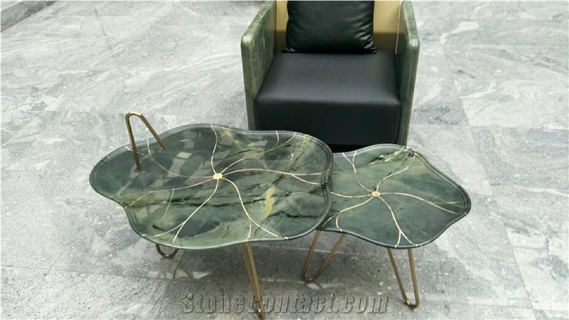 Peacock Green Marble Table Tops
