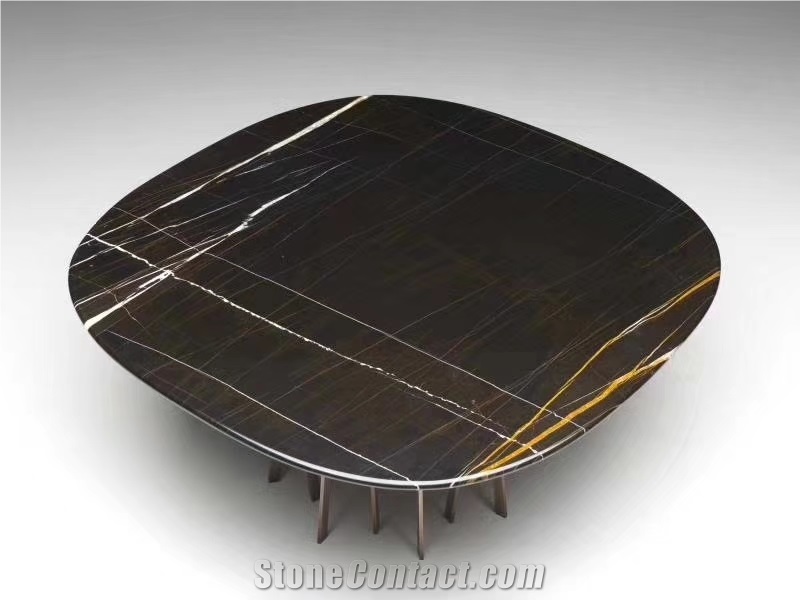 Saint Laurent Black Gold Sahara Noir Marble Table
