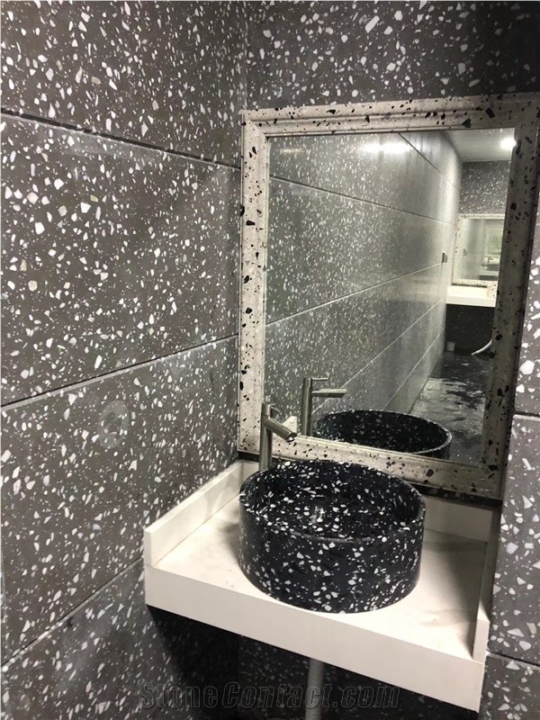 Grey Inorganic Terrazzo In Washroom Wall