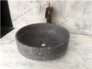 Grey Terrazzo Stone Wash Sinks for Bathroom