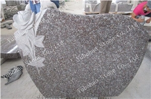 Old G664/Carved Granite Tombstone with Flower