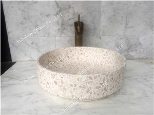 Pink Terrazzo Stone Wash Basin/Sinks for Bathroom
