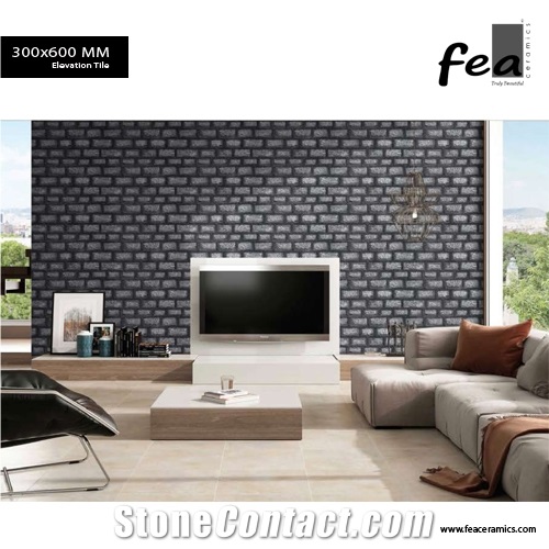 Gray Exterior and Interior Stone Wall Porcelain Tile