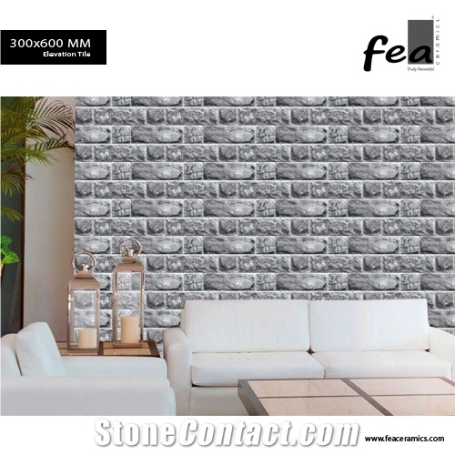 Gray Natural Stone Looks Digital Elevation Porcelain Wall Tiles 12"X24"