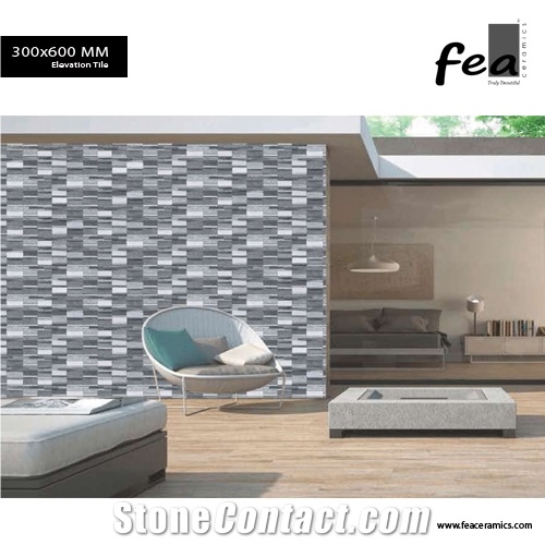 Gray Natural Stone Looks Digital Elevation Porcelain Wall Tiles 12"X24"