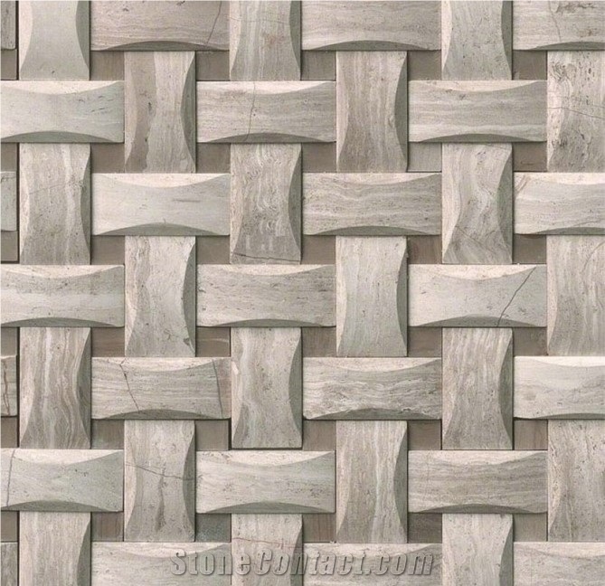 Basket Weave Marble Mosaic Tiles Wall Cladding