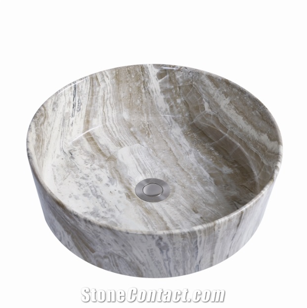 Bathroom Drop-In Basins Round Wash Bowls Marble