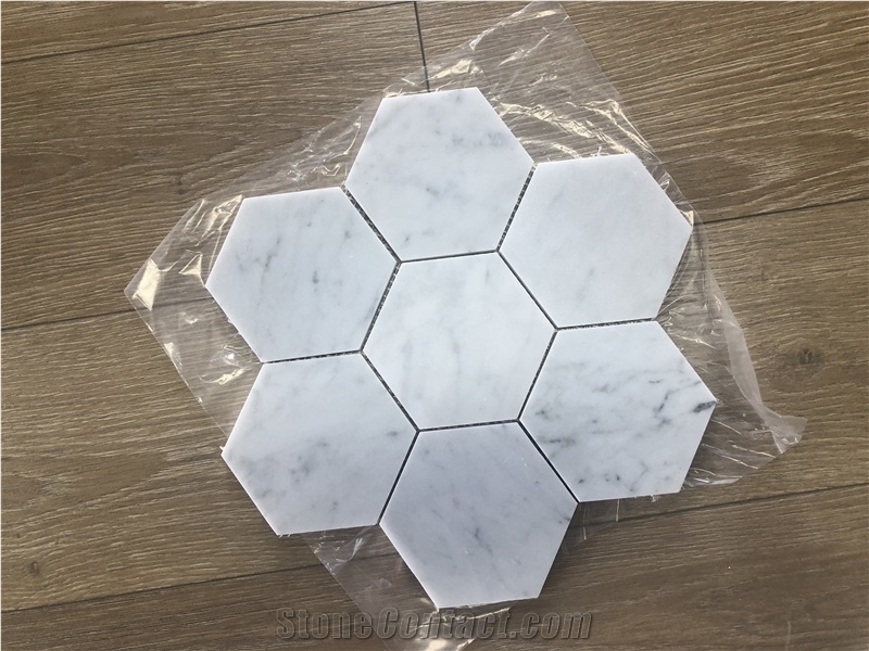 Bianco Carrara White Marble Mosaic Hexagon Mosaic