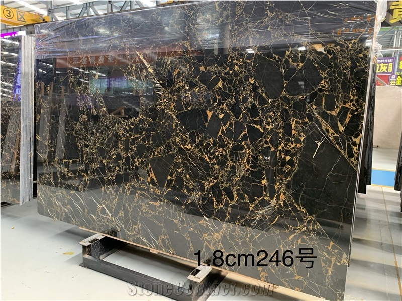 Black Gold Flower Marble Bar Top Design
