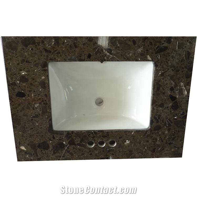 Black Terrazzo Bathroom Double Sink Vanity Tops