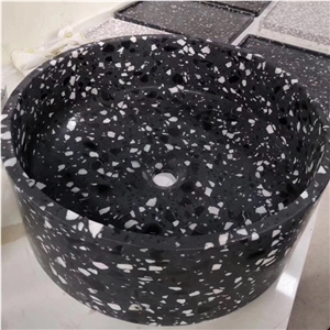Black Terrazzo Rectangle Washing Basins Sinks