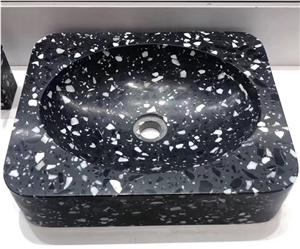 Black Terrazzo Rectangle Washing Basins Sinks