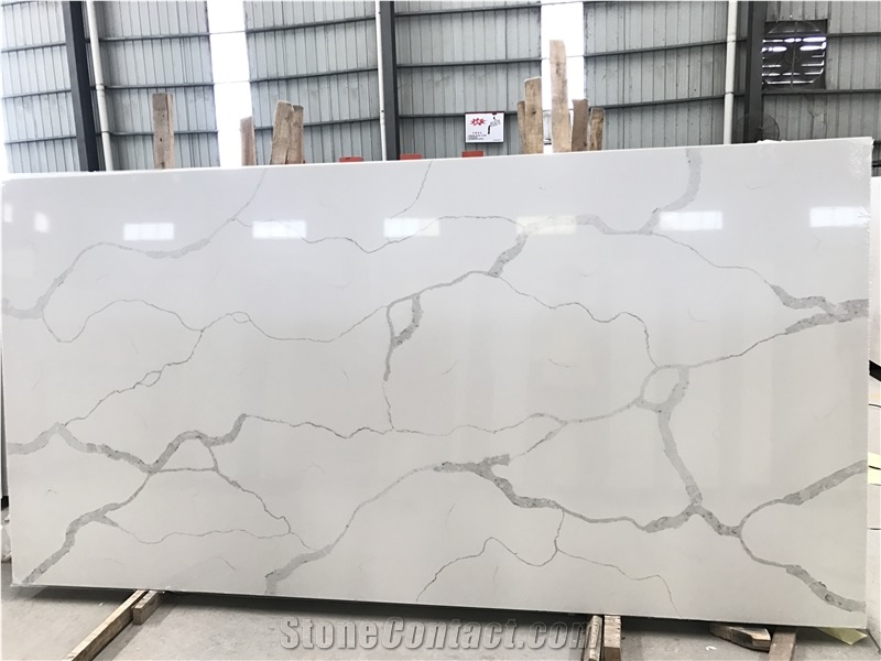 Calacatta Quartz Stone White Slab for Countertops
