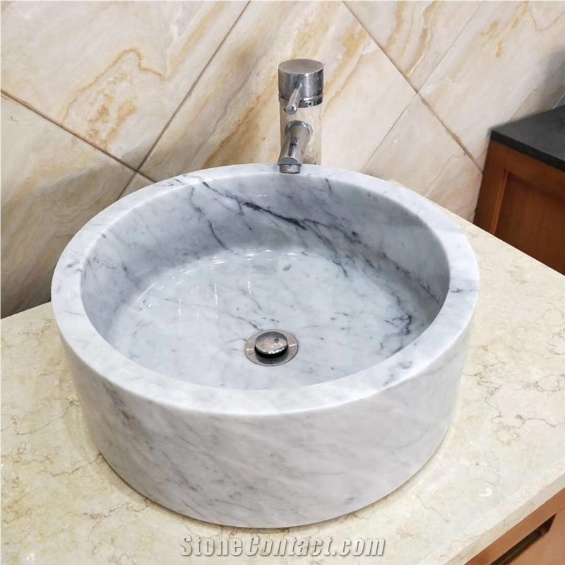 Carrara White Marble Abovemount Counter Wash Basin