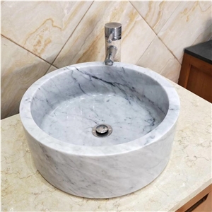Carrara White Marble Abovemount Counter Wash Basin