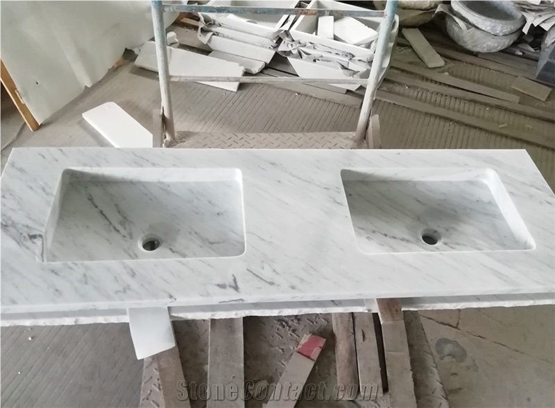 Carrara White Marble Rectangle Sinks for Bathroom