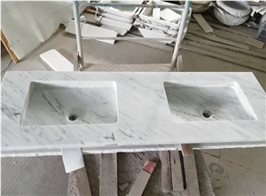 Carrara White Marble Rectangle Sinks for Bathroom