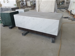 Carrara White Marble Tabletop Reception Counter