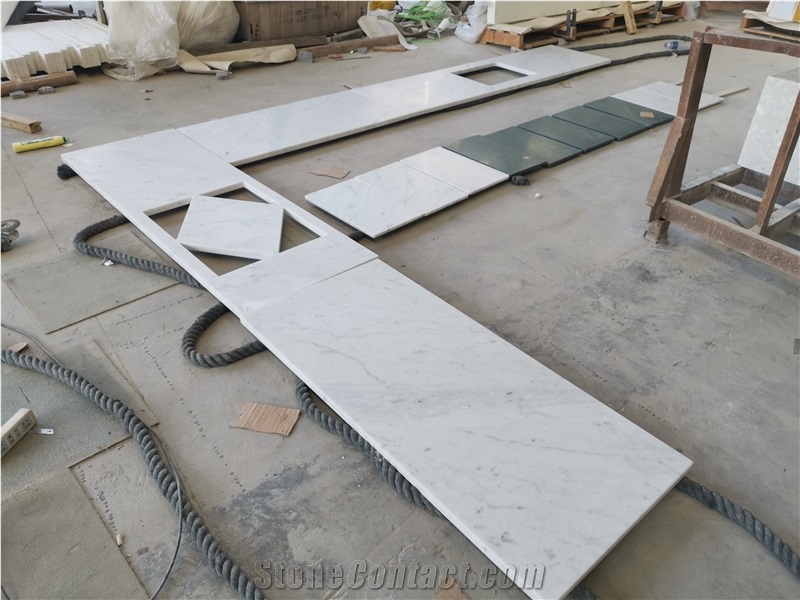 Carrara White Prefab Kitchen Worktops Countertop