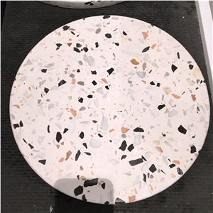 Cement Terrazzo Round Table Tops Ashlar Pattern