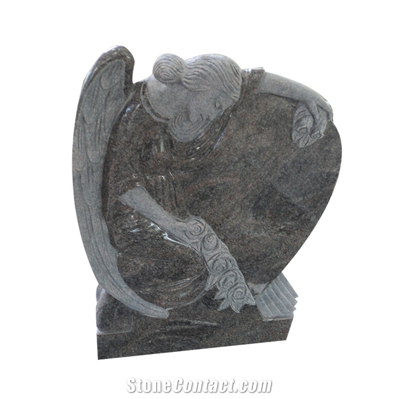 China Granite Engraved Headstone with Angel