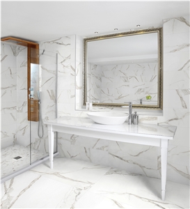 China White Calacatta Marble Opus Pattern