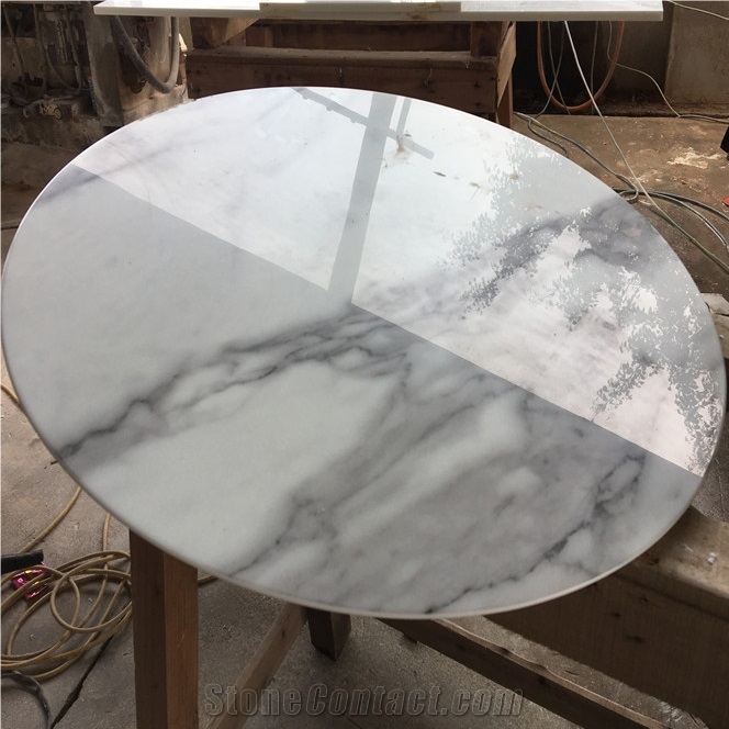 Corchia Venato White Marble Cafe Table Top Design