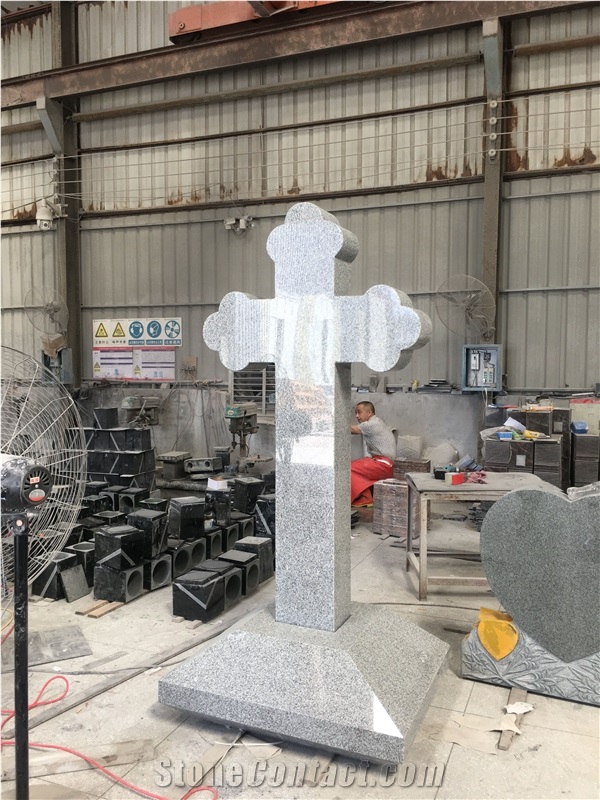 Cross Crucifix Upright Granite Tombstone,Monuments