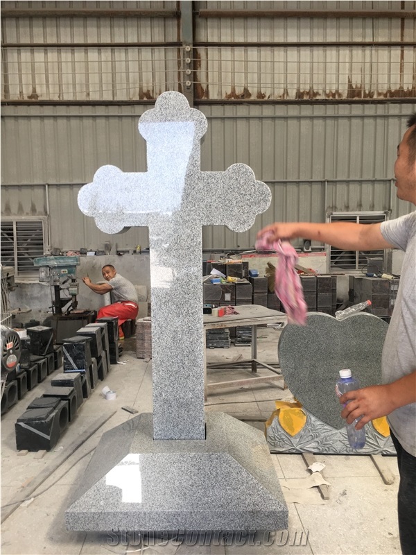 Cross Crucifix Upright Granite Tombstone,Monuments