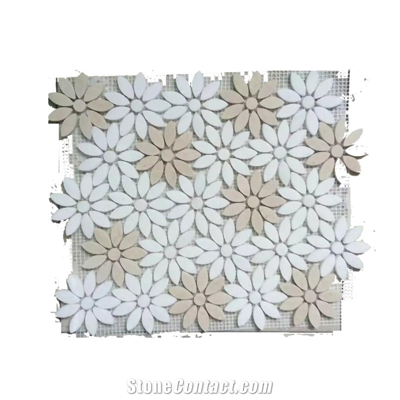 Daisy Flower Shape Mosaic Tiles for Wall