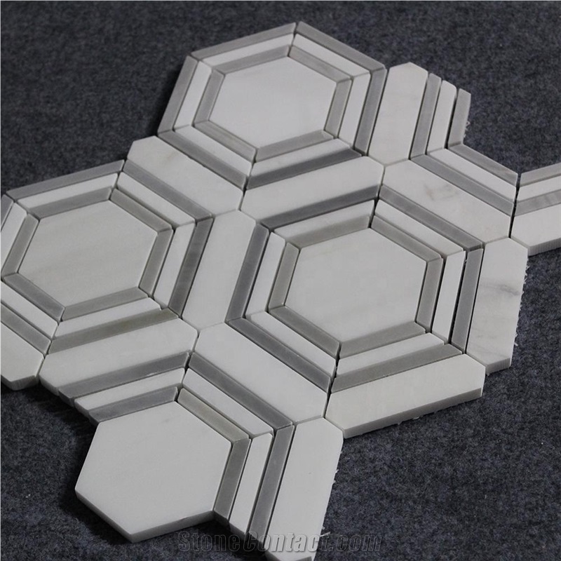 Dolomite Marble Mix Latin Gray Hexagon Mosaic from China - StoneContact.com