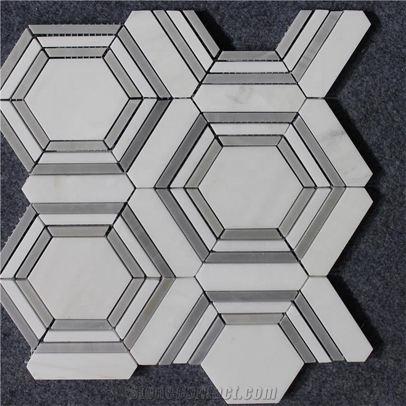 Dolomite Marble Mix Latin Gray Hexagon Mosaic