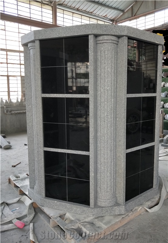 Grey Granite Stone Columbarium Wall for Memorial