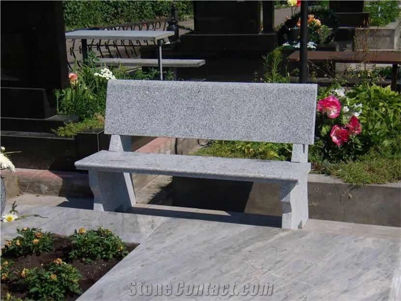 Grey Granite Stone Memorial Bench for Outdoor