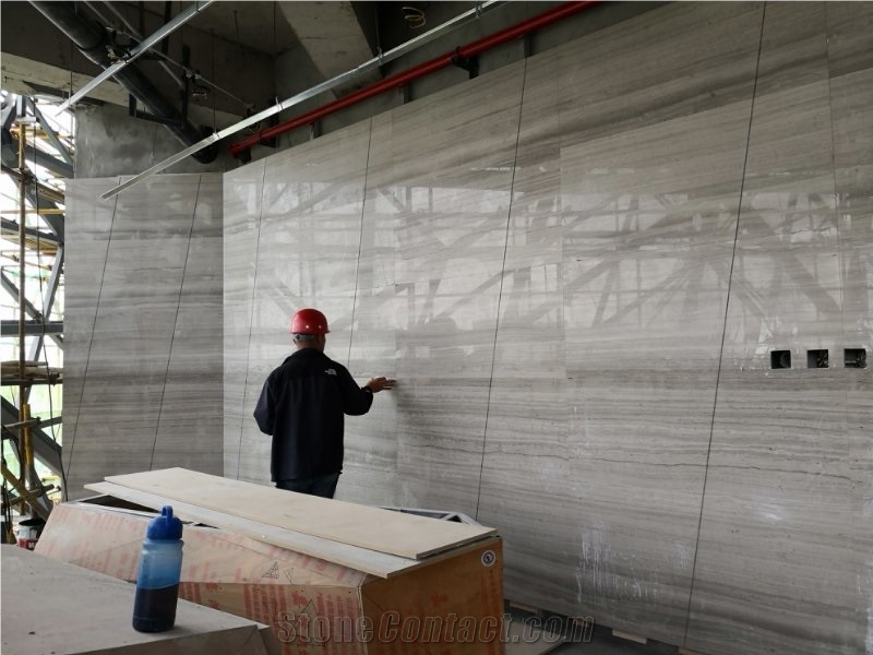 Grey Serpeggiante Marble Wooden Slabs Tiles Wall