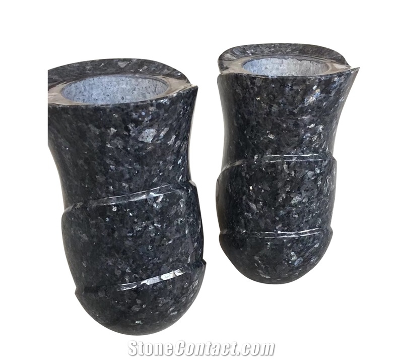 India Black Granite Round Vase Cemetery Accessorie