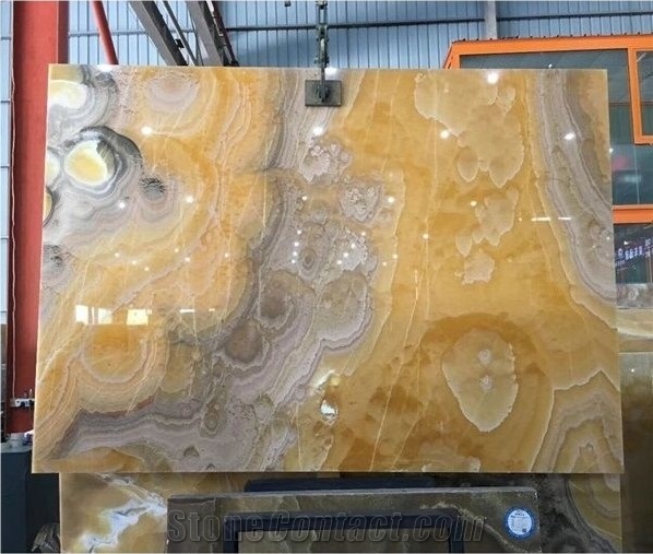 Iran Orange Onyx Slab for Wall Installation