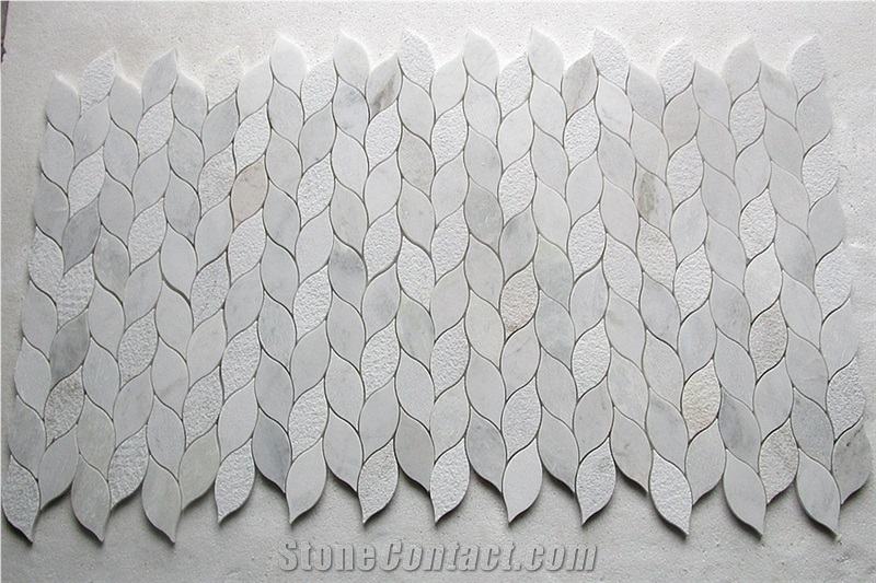 Leaf Style White Marble Stone Mosaic Tiles