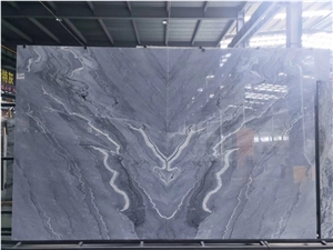 Luxury Bruce Ash Grey Marble Bookmatch Wall Tiles