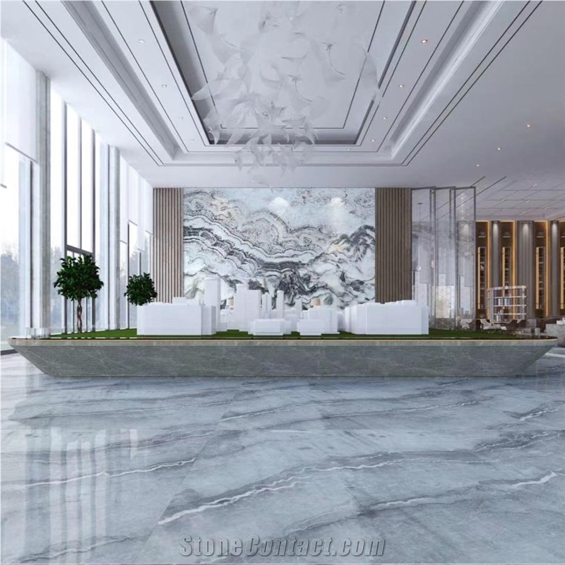 Luxury Bruce Ash Grey Marble Bookmatch Wall Tiles