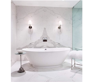 Luxury Calacatta White Marble Bookmatch Wall