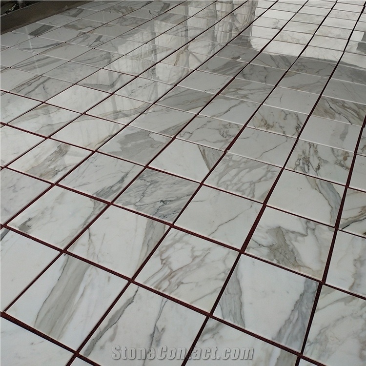 Polished Calacatta White Marble Floor Tiles