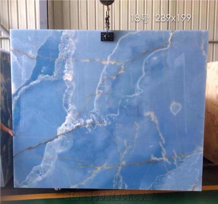 Polished Fantasy Blue Onyx Slabs