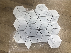 Rhombus Marble Tile White Bianco Carrara Mosaic