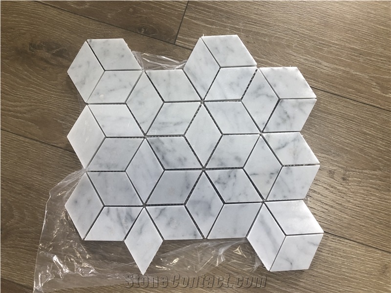 Rhombus Marble Tile White Bianco Carrara Mosaic