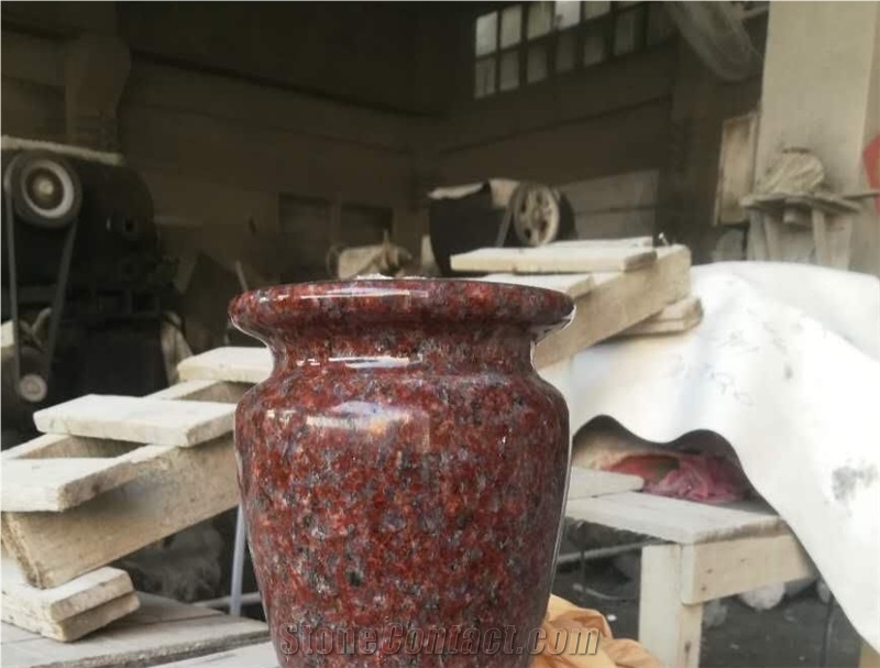 Royal Red Granite Gravestone Vase