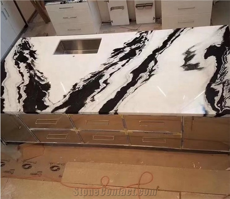 White Marble Panda Dinner Table Interior Furniture