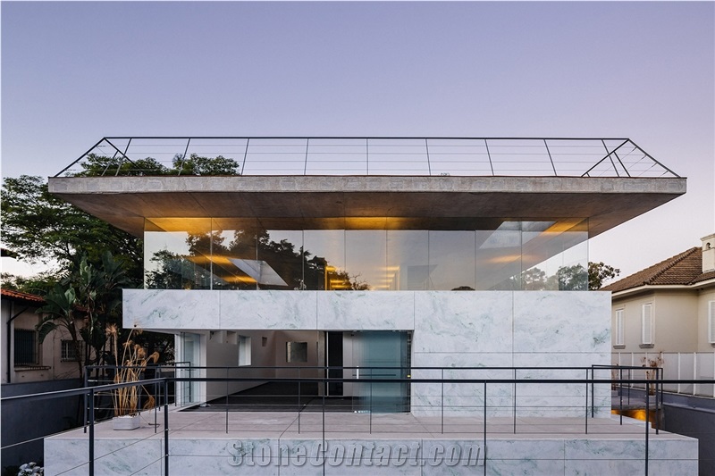 White Marble with Green Veins House Exterior Panel