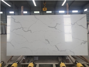 White Quartz Slabs with Calacatta Veins