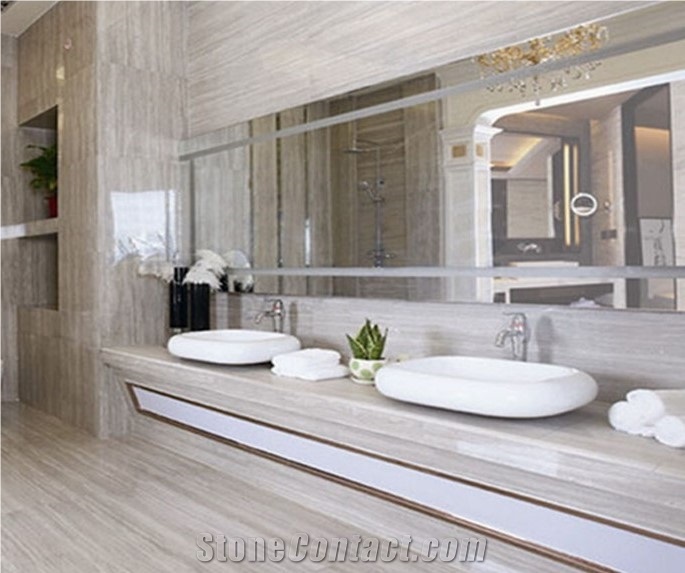 White Wooden Vein Marble Hotel Interior Project